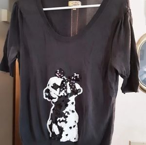 Princess Vera Wang Dog Shirt Juniors XL Gray sequin sweater shirt kohls